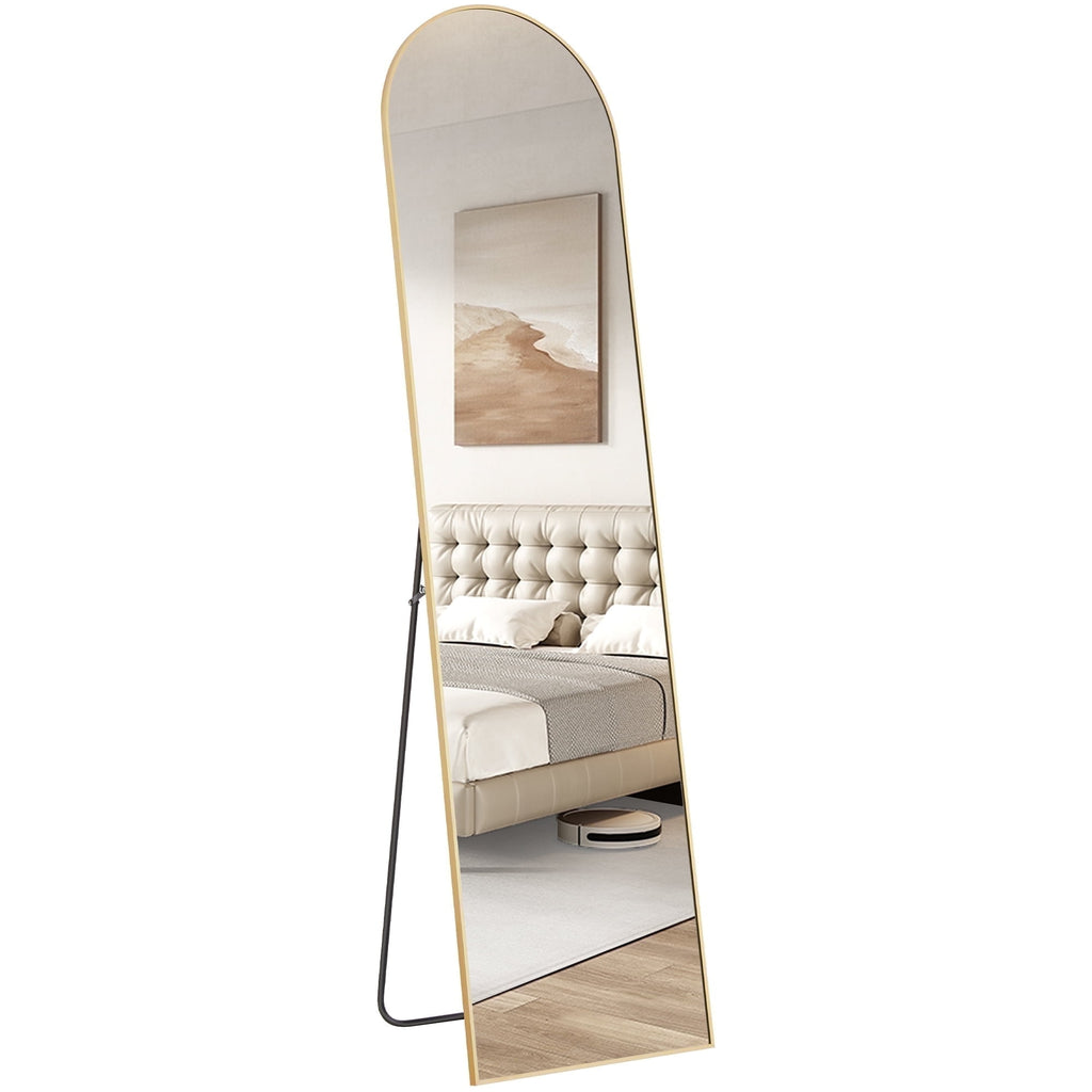 Concetta Arched Full Length Floor Mirror 59x16 Inch Gold