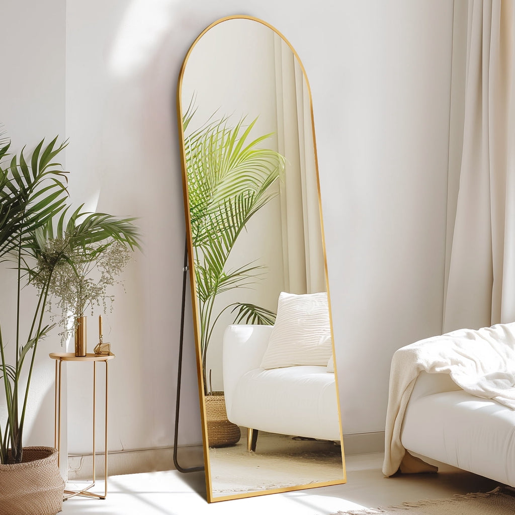 Concetta Arched Full Length Floor Mirror 59x16 Inch Gold