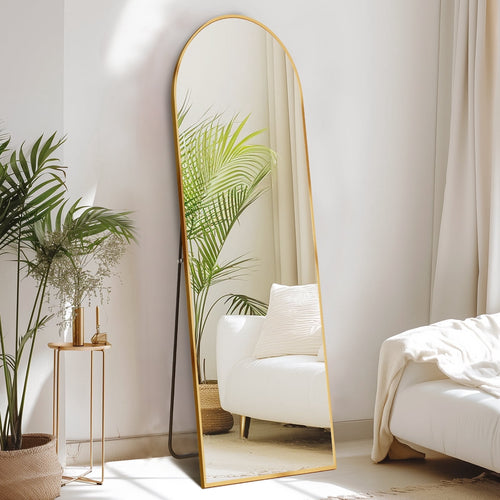 Concetta Arched Full Length Floor Mirror 59x16 Inch Gold